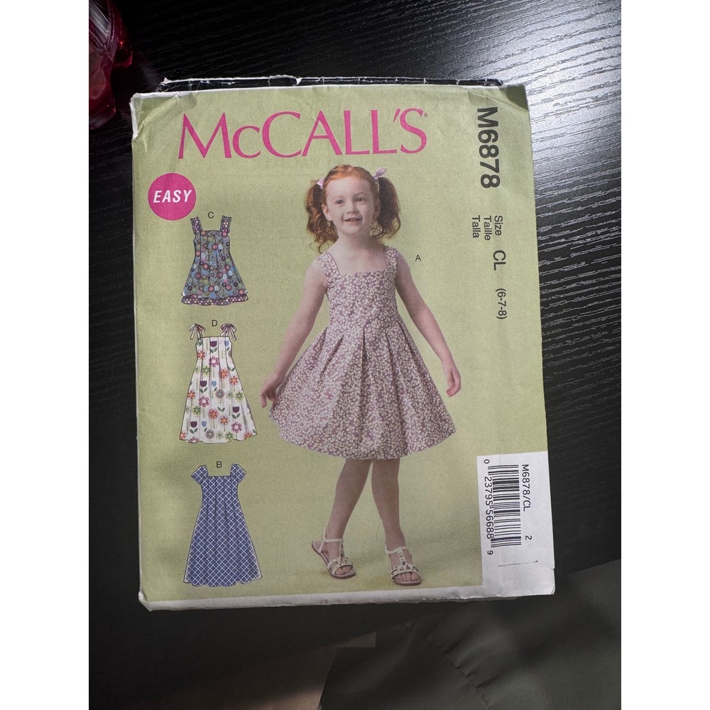 McCall's M6878 Sewing Pattern Girls Size CL 6-7-8